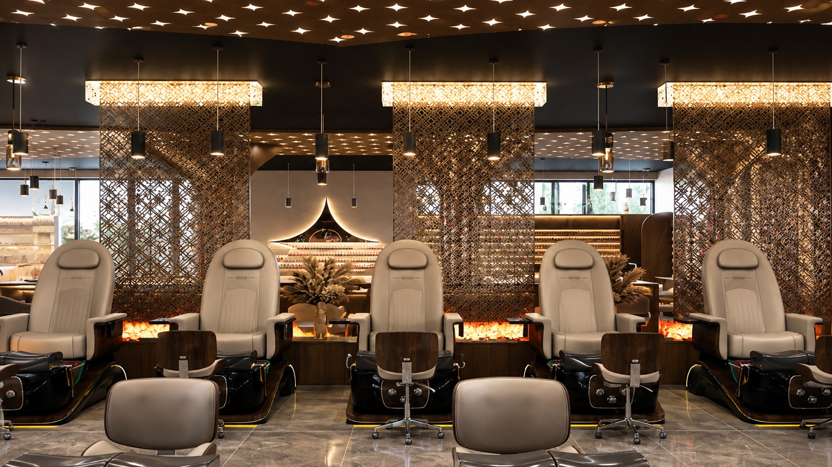 Pedicure chairs and service area at Element Nail Bar Avondale